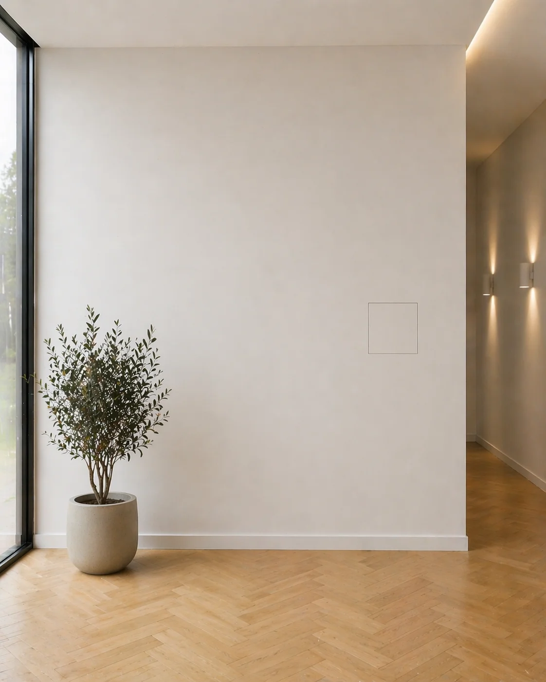 Ingresso residenziale con accesso tecnico PERMALINE integrato a filo parete